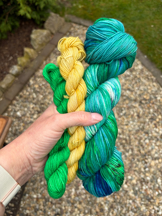 Pfauenfeder - Sock Set Titan handgefärbt