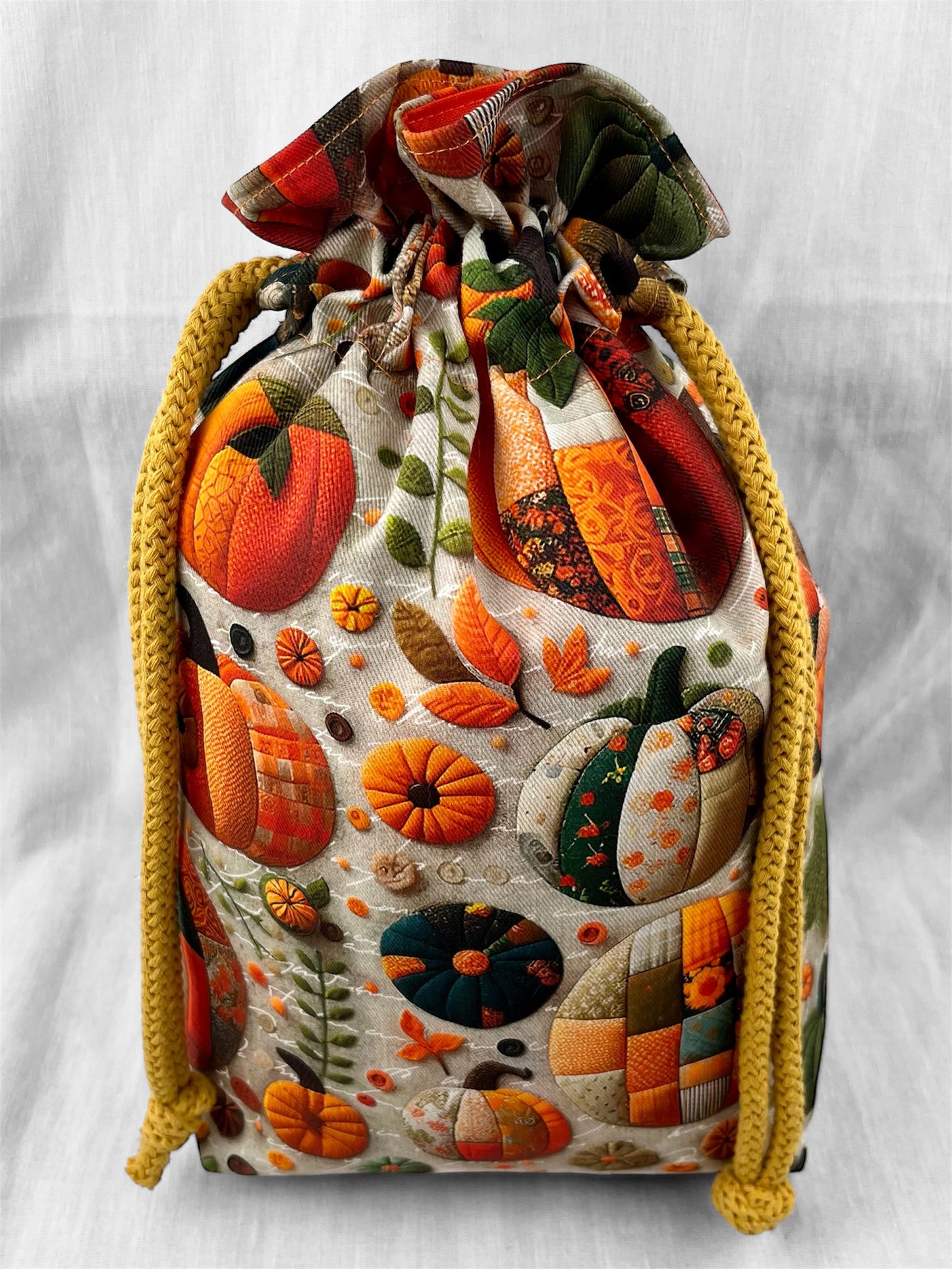 Projekttasche „Kürbisse“ mit Kordelzug