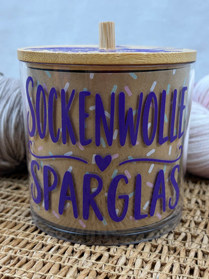 Sockenwolle-Sparglas für Strickfans
